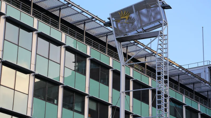 Het Paleis van Justitie aan de Prins Clauslaan in het Beatrixkwartier in Den Haag.
